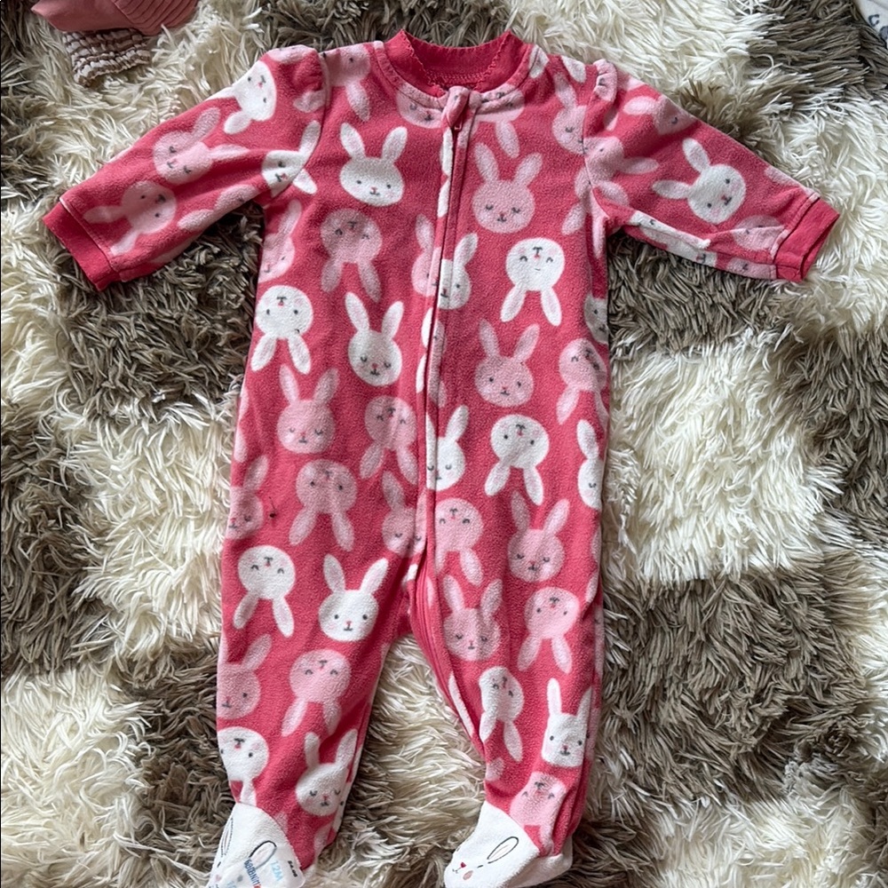 Little Me Pink and White Footies One Piece